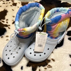 Crocs tie-dye blue boots